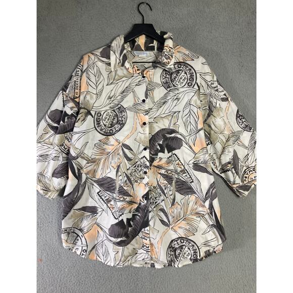 Sweet‎ n Sassy Womens XL Floral Hawaiian Shirt Multicolor Short 3/4 Sleeve - Picture 6 of 9